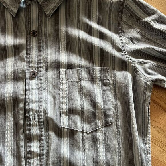 Y2K Vintage Anchor Blue Button Up Short Sleeve striped Shirt Blue Size small - Picture 3 of 5